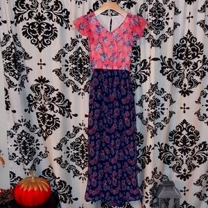 Floral Pink and Blue Jumpsuit